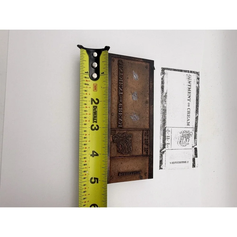 Antique Letterpress Printing Block J.B.L. Ointment Or Cream Advertising Wood